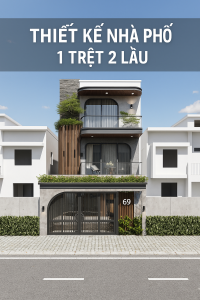 thiết kế nhà phố 1 trệt 2 lầu